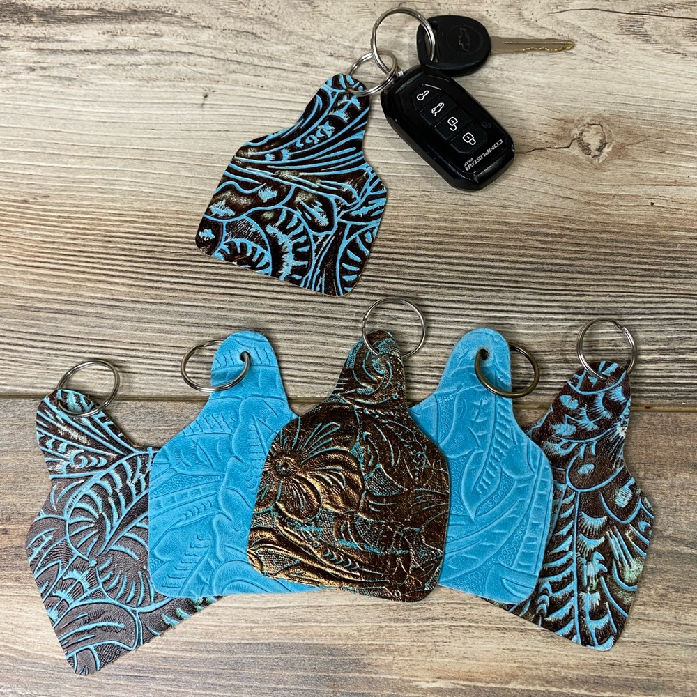 Embossed Leather Keychain